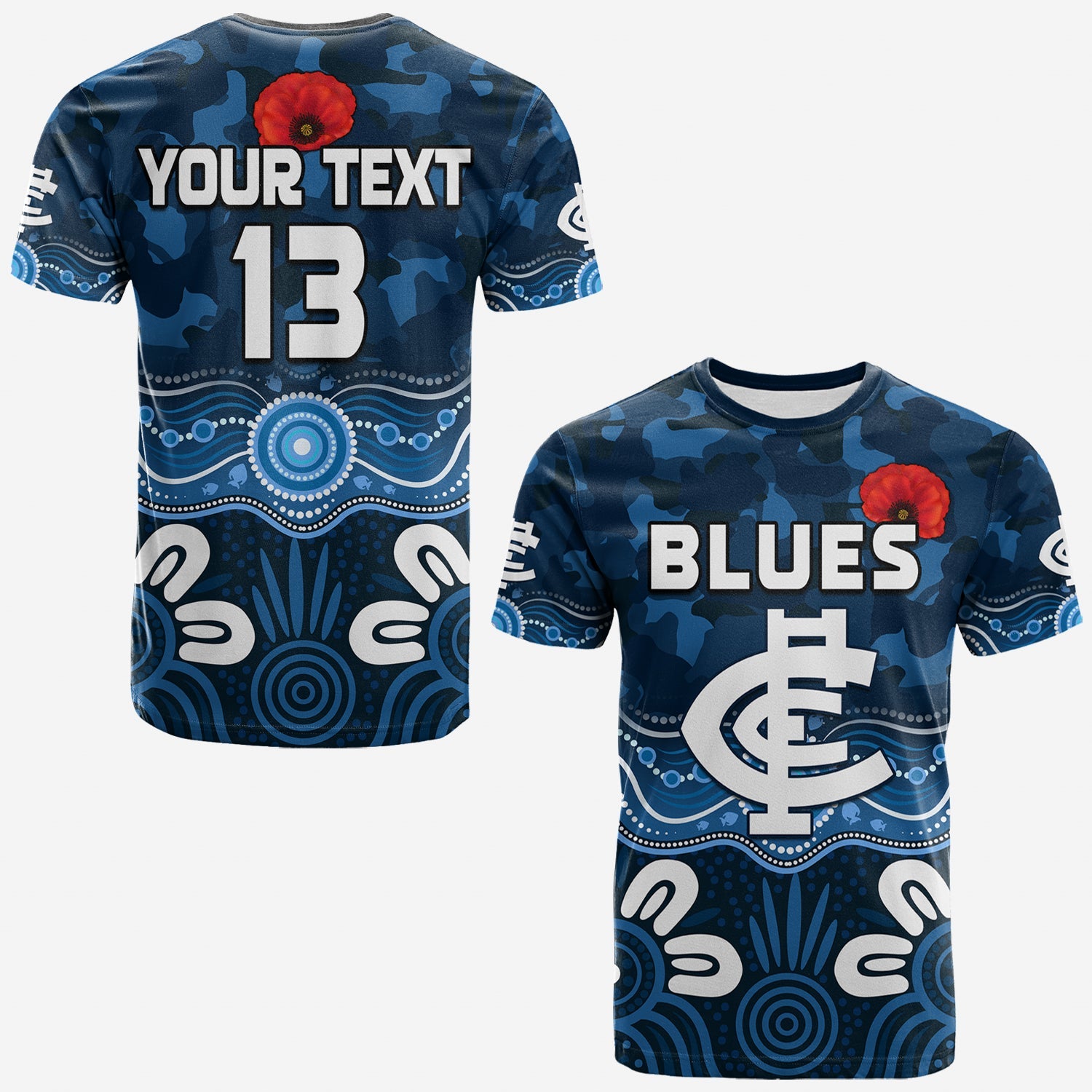 custom-text-and-number-blues-anzac-2022-t-shirt-carlton-football-aboriginal-poppy