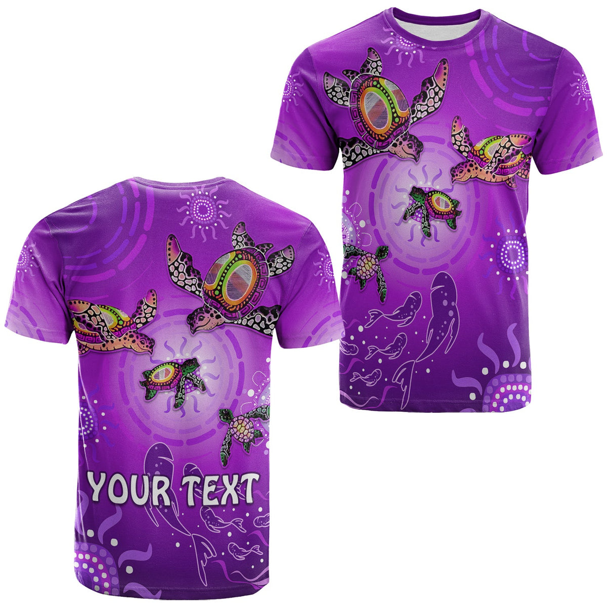 custom-personalised-australian-aboriginal-t-shirt-happy-turtle-family-version-purple