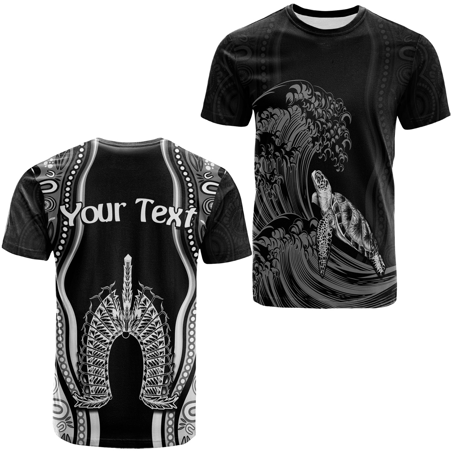 custom-personalised-torres-strait-islands-t-shirt-the-dhari-mix-aboriginal-turtle-version-black