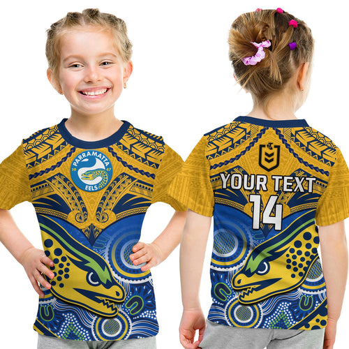 custom-text-and-number-parramatta-rugby-2023-t-shirt-kid-go-eels-polynesian-mix-indigenous-art