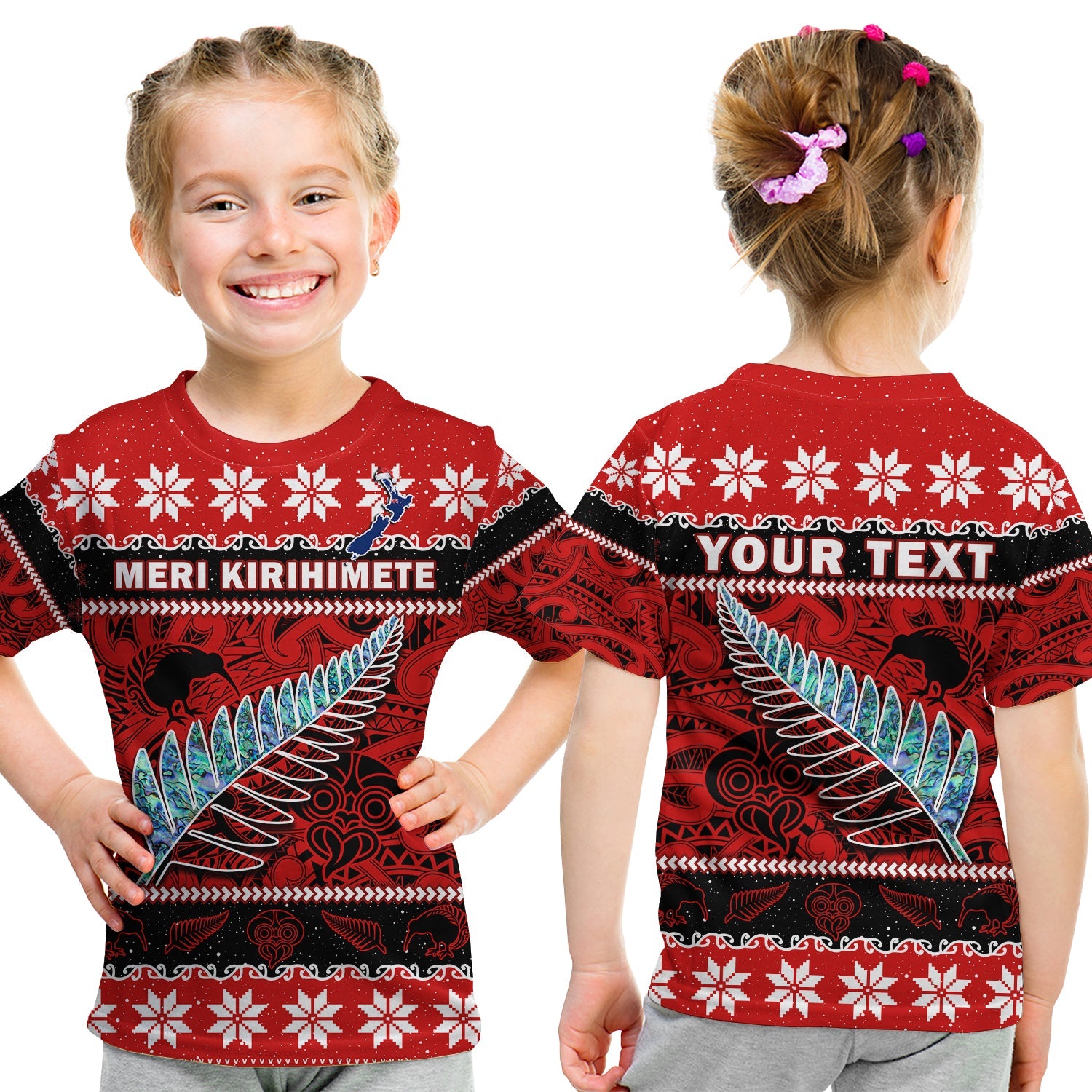 custom-personalised-new-zealand-christmas-t-shirt-kid-paua-shell-silver-fern-meri-kirihimete