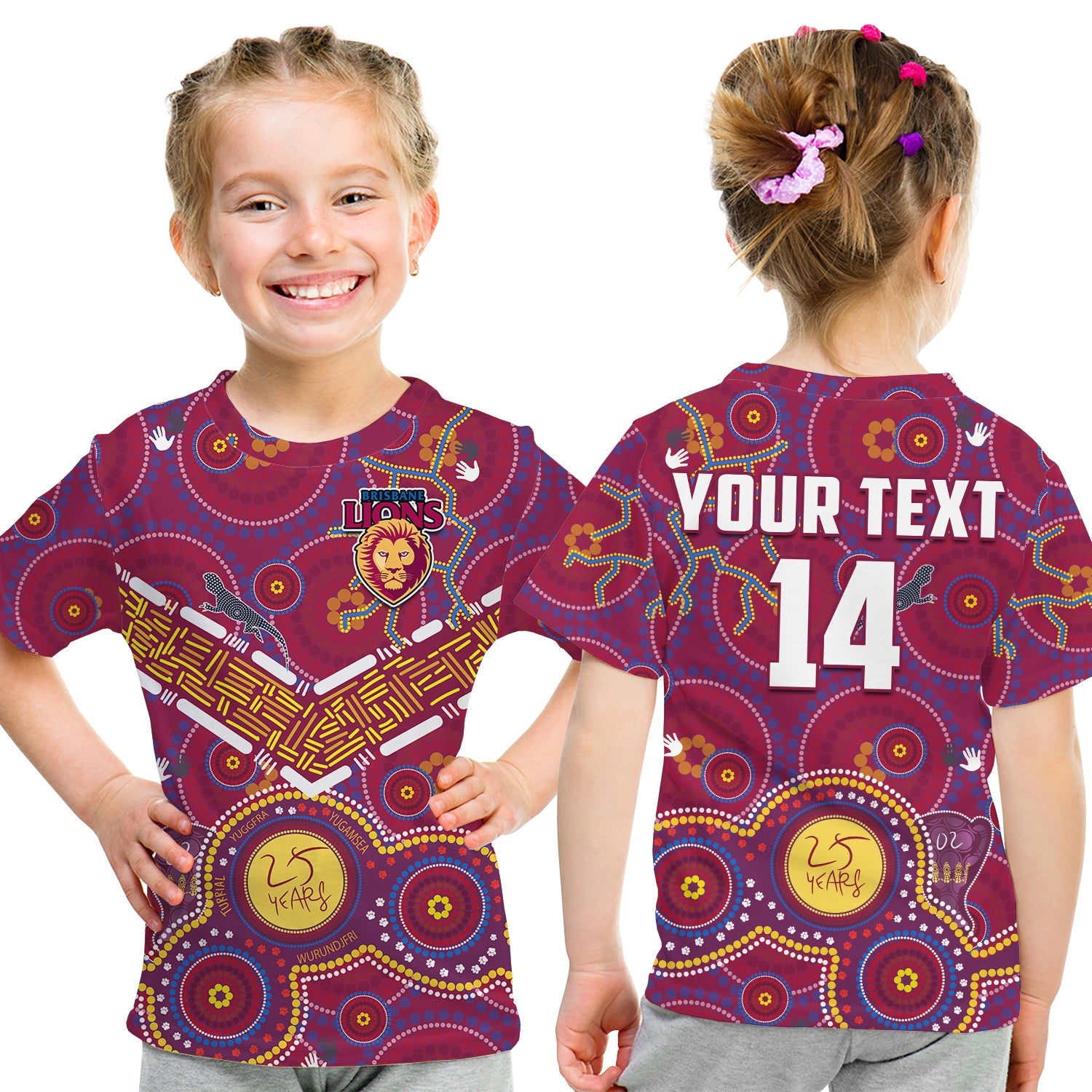 custom-text-and-number-brisbane-football-t-shirt-kid-indigenous-pattern-go-lions-unique-version