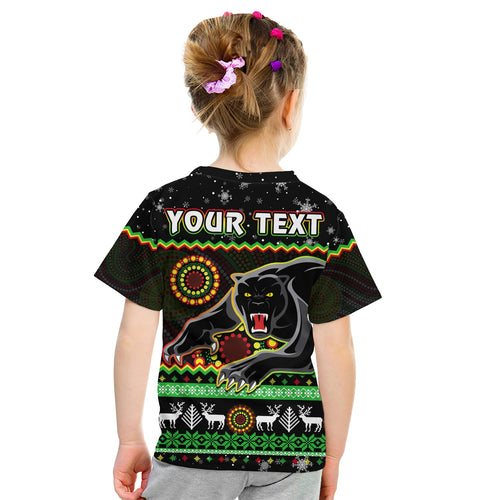 custom-personalised-panthers-christmas-t-shirt-kid-aboriginal-pattern-penrith-black-version