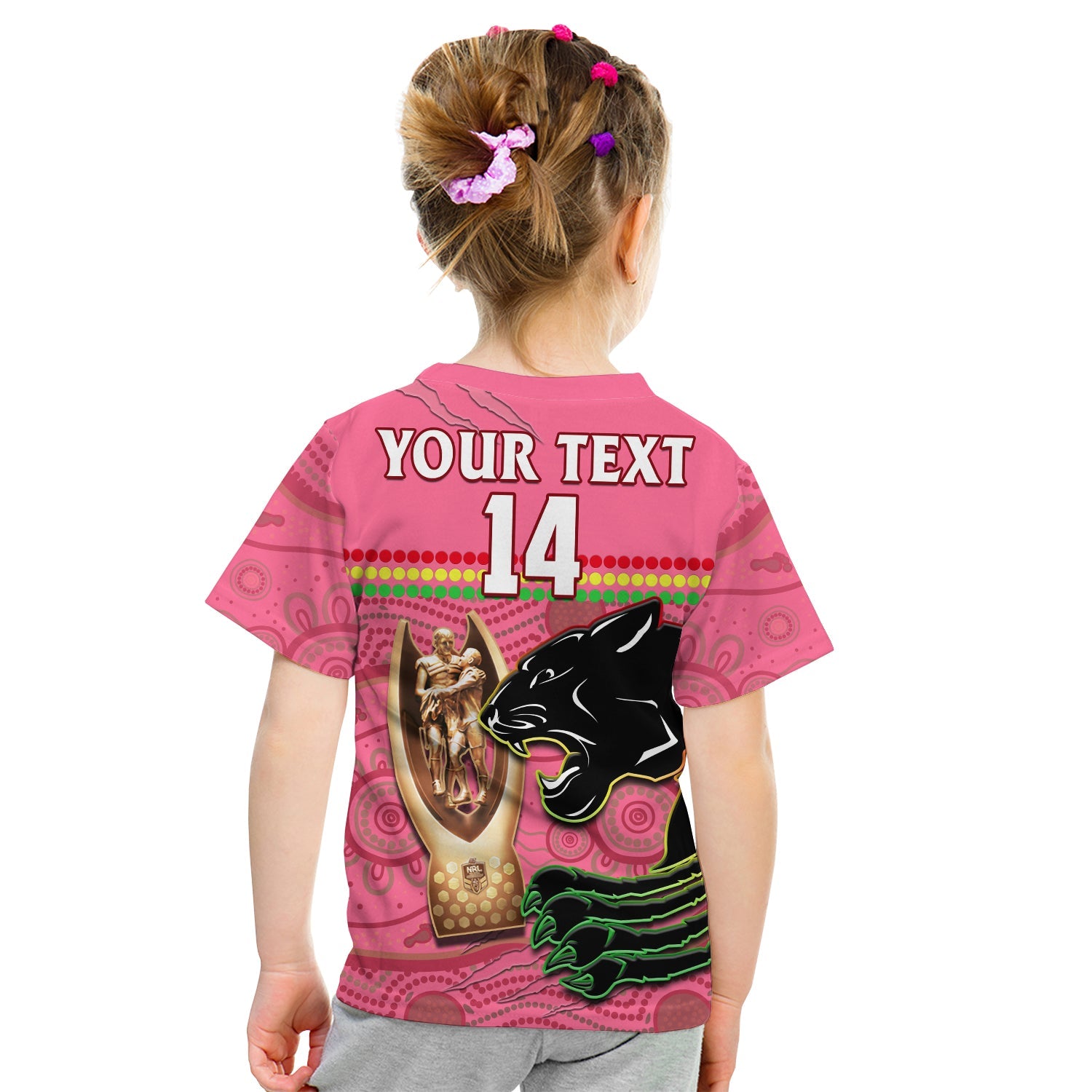 custom-text-and-number-panthers-rugby-t-shirt-kid-the-riff-2022-premiers-aboriginal-pink