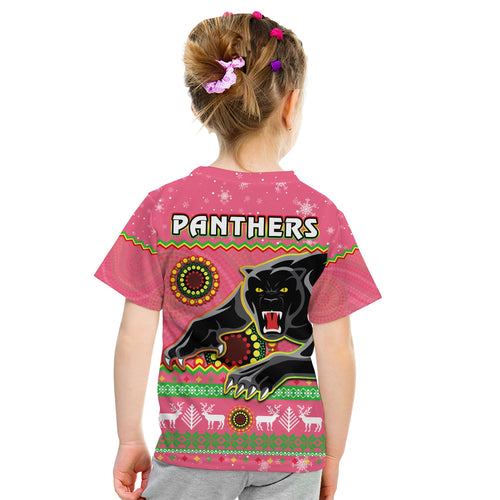 panthers-christmas-t-shirt-kid-aboriginal-pattern-penrith-pink-version