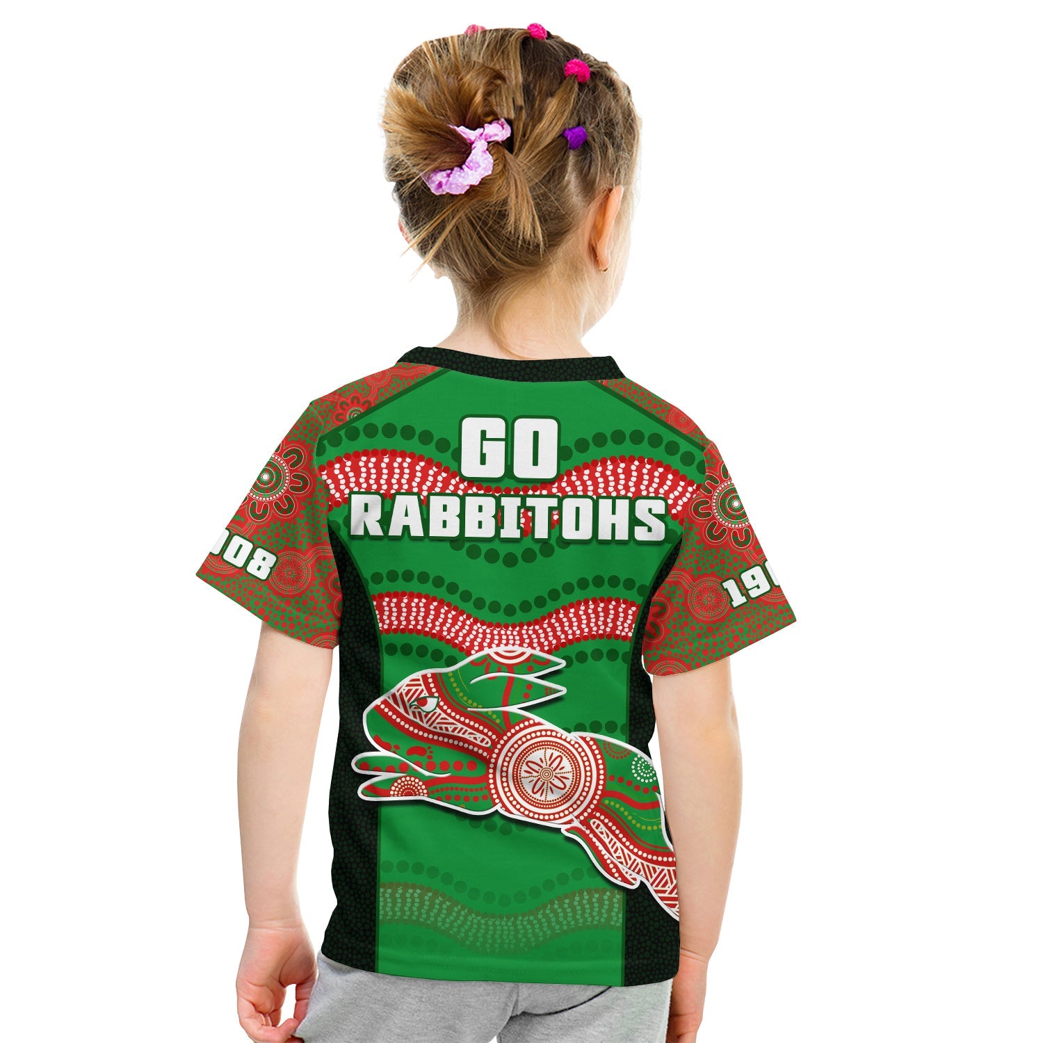 rabbitohs-rugby-t-shirt-souths-1908-aboriginal-dot-painting-go-bunnies