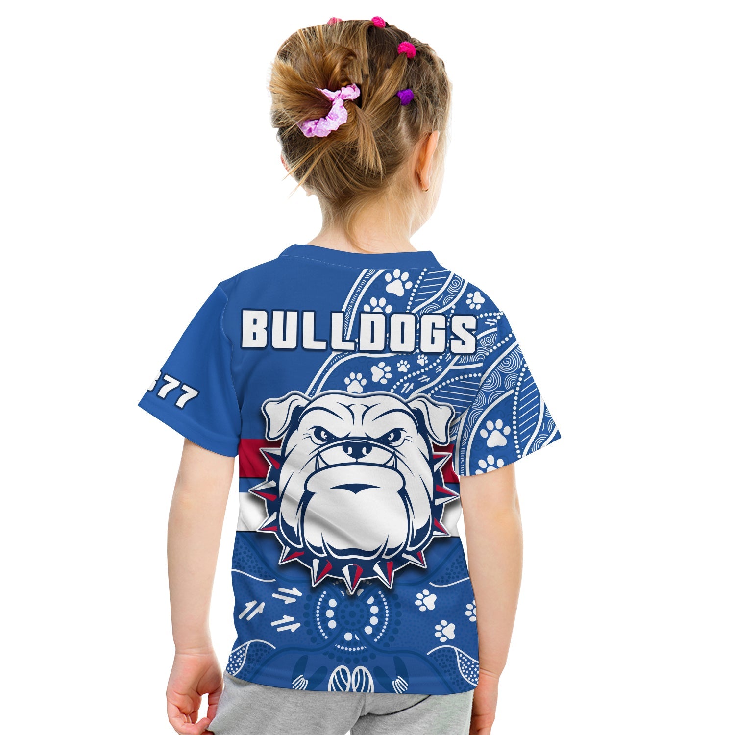 bulldogs-football-t-shirt-kid-scraggers-1877-aboriginal-dot-painting-newest-version