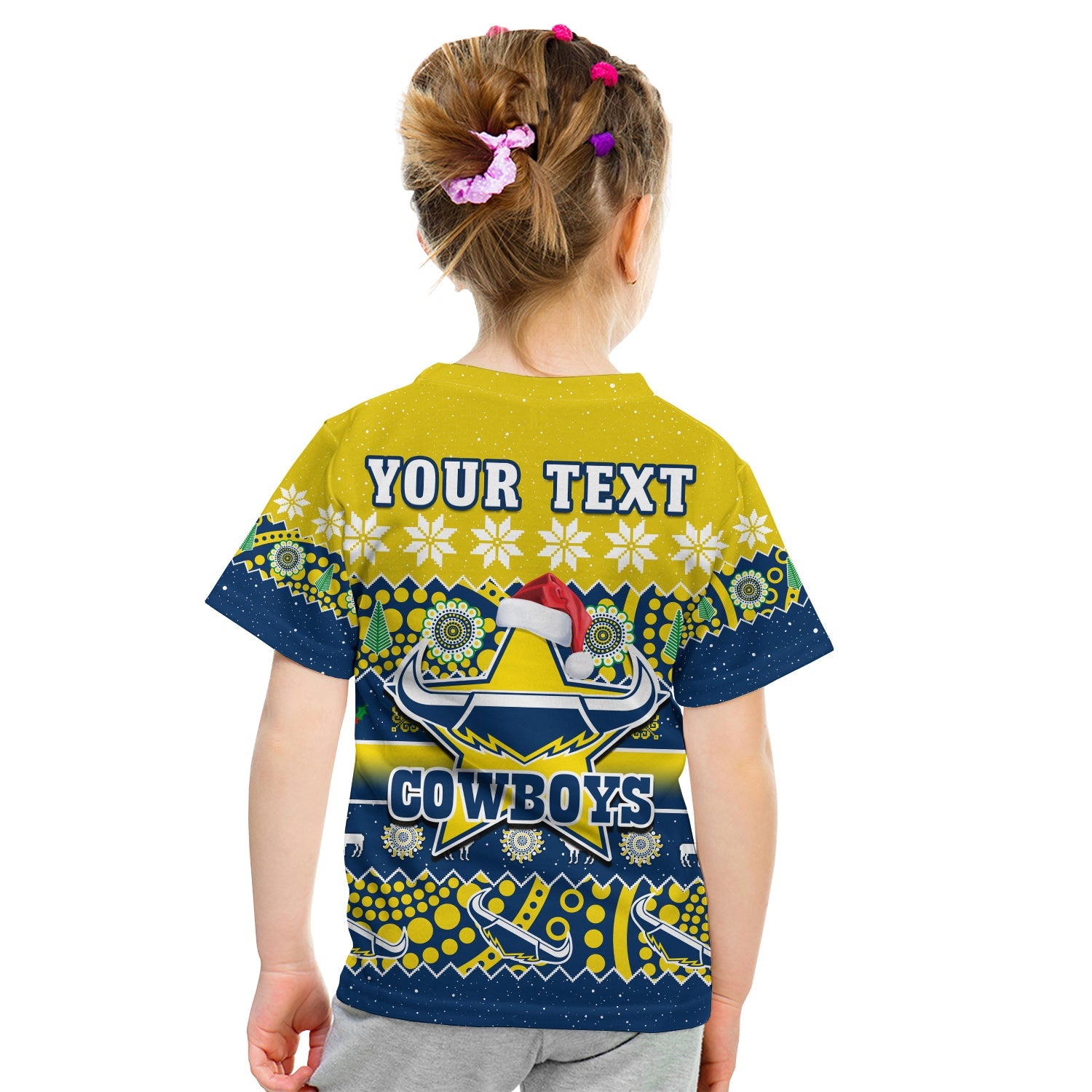 custom-personalised-cowboys-christmas-t-shirt-kid-aboriginal-art-merry-xmas