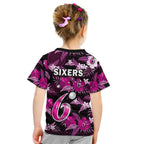 sydney-sixers-cricket-t-shirt-kid-aboriginal-art-mix-tropical-flowers
