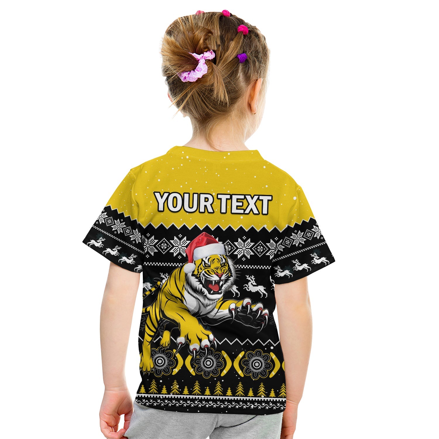 custom-personalised-richmond-football-t-shirt-kid-tigers-indigenous-merry-christmas