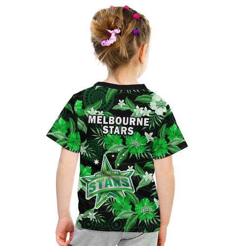 melbourne-stars-cricket-t-shirt-kid-aboriginal-art-mix-tropical-flowers