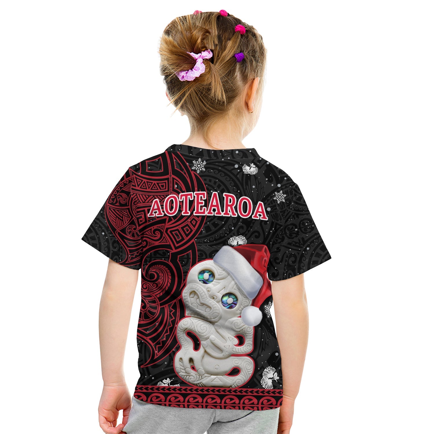 custom-personalised-new-zealand-christmas-t-shirt-hei-tiki-red-pohutukawa-meri-kirihimete