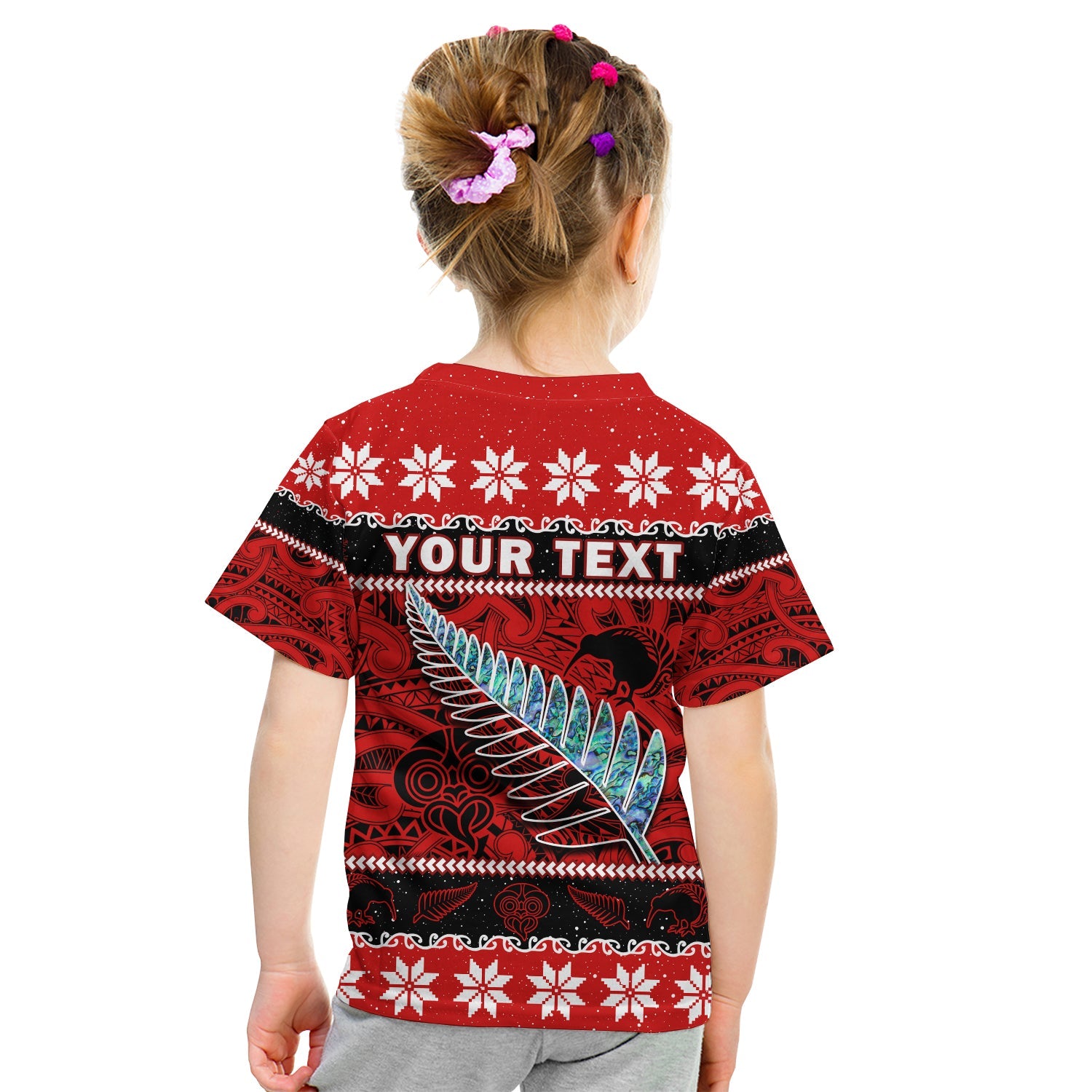 custom-personalised-new-zealand-christmas-t-shirt-kid-paua-shell-silver-fern-meri-kirihimete