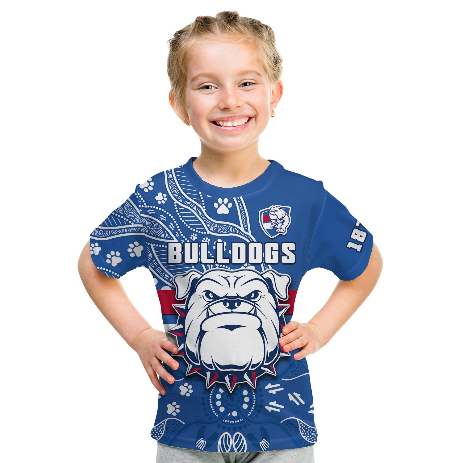 custom-text-and-number-bulldogs-football-t-shirt-scraggers-1877-aboriginal-dot-painting-newest-version