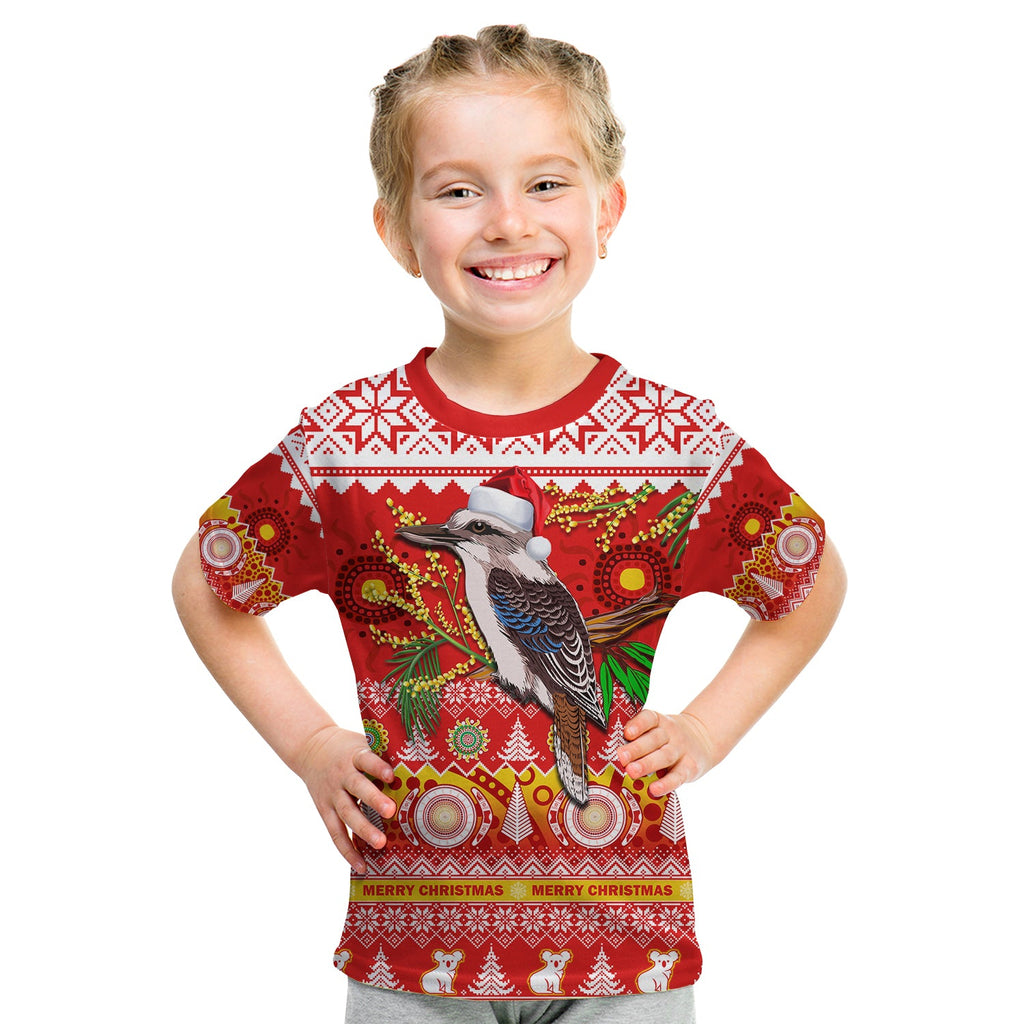 australia-t-shirt-kid-kookaburra-mix-golden-wattle-aboriginal-art-merry-christmas