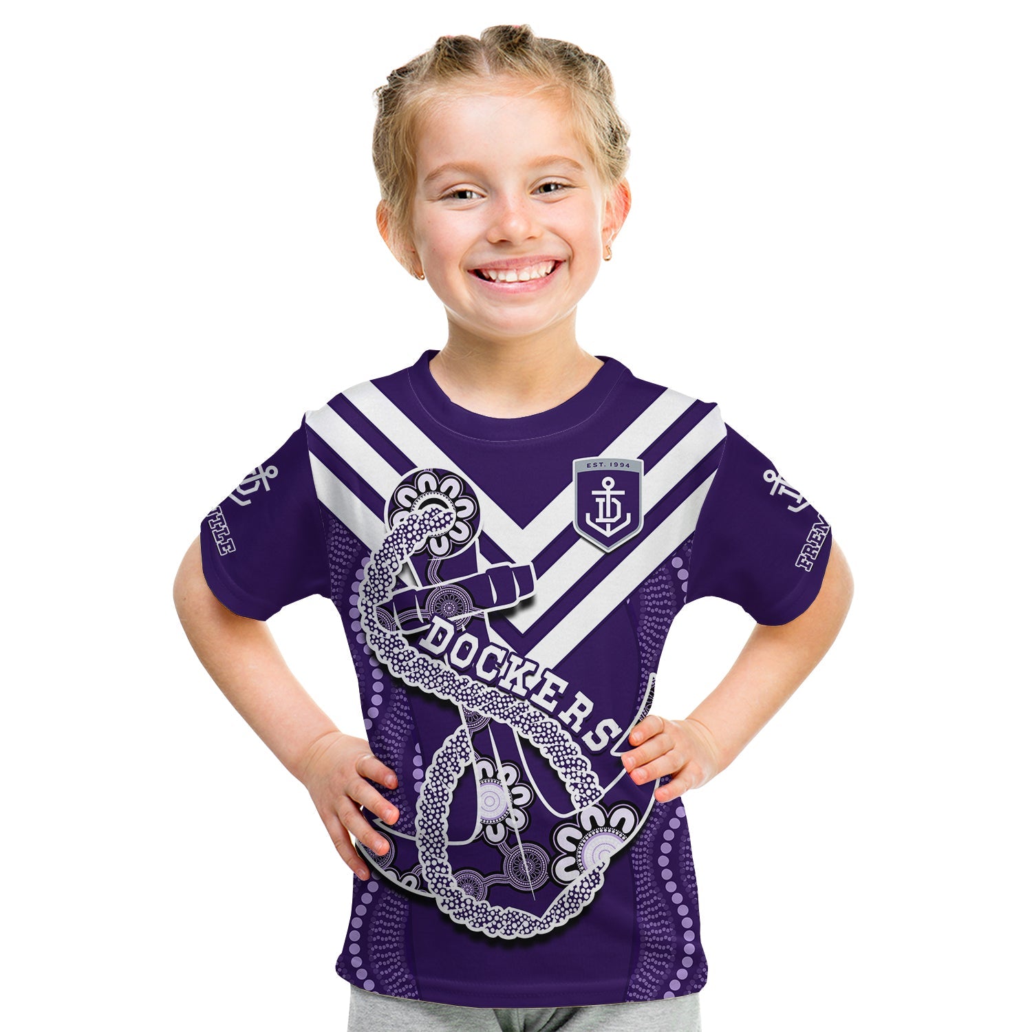 custom-text-and-number-dockers-football-t-shirt-kid-fremantle-anchor-mix-aboriginal-pattern-dynamic-style
