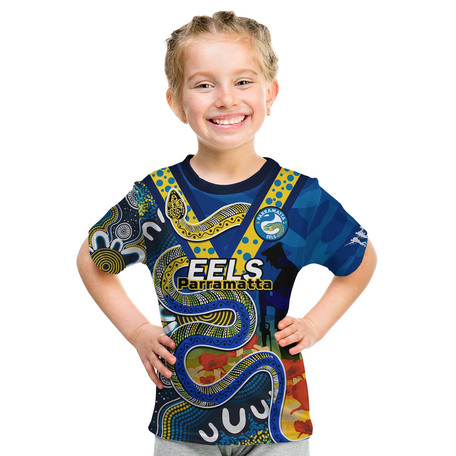 custom-text-and-number-eels-rugby-anzac-2023-t-shirt-aboriginal-mix-poppy-lest-we-forget