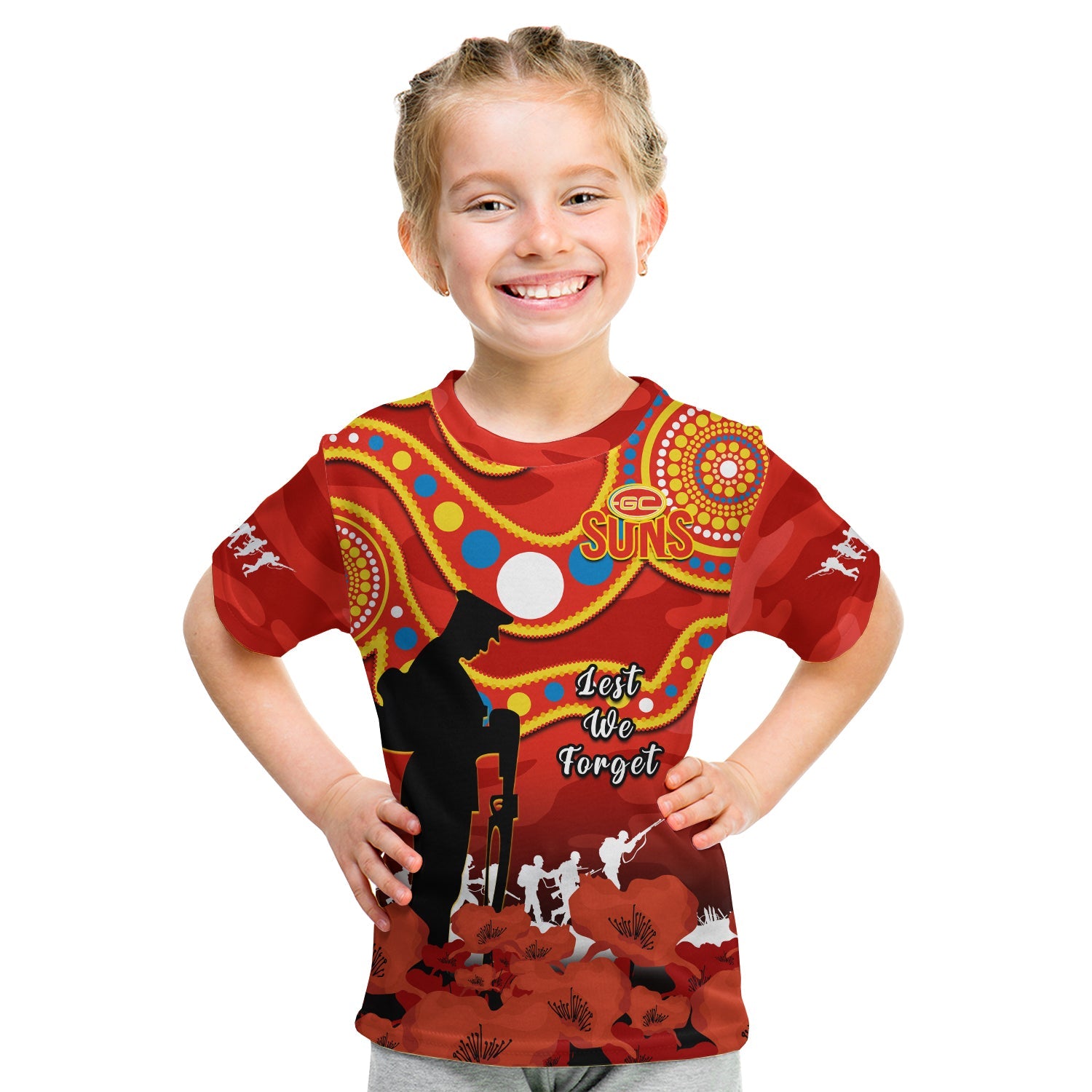 custom-text-and-number-gold-coast-football-anzac-2023-t-shirt-kid-suns-aboriginal-mix-poppy-camouflage