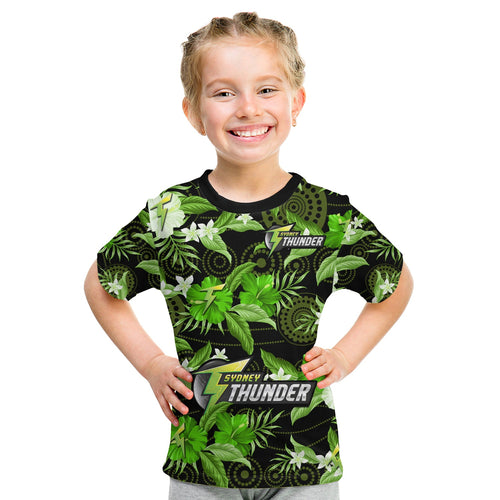 sydney-thunder-cricket-t-shirt-kid-aboriginal-art-mix-tropical-flowers