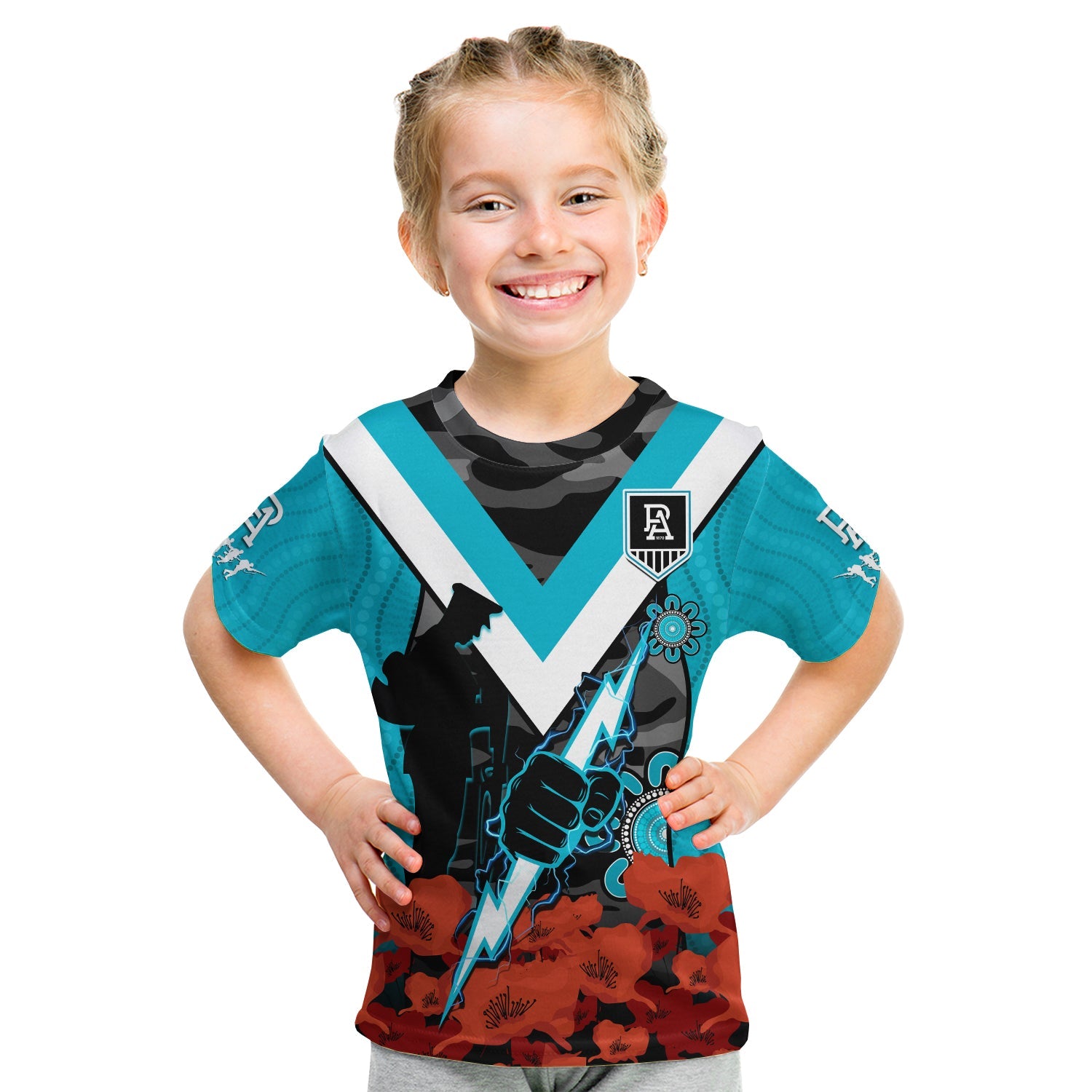 custom-text-and-number-port-adelaide-football-anzac-2023-t-shirt-kid-power-aboriginal-mix-poppy-camouflage