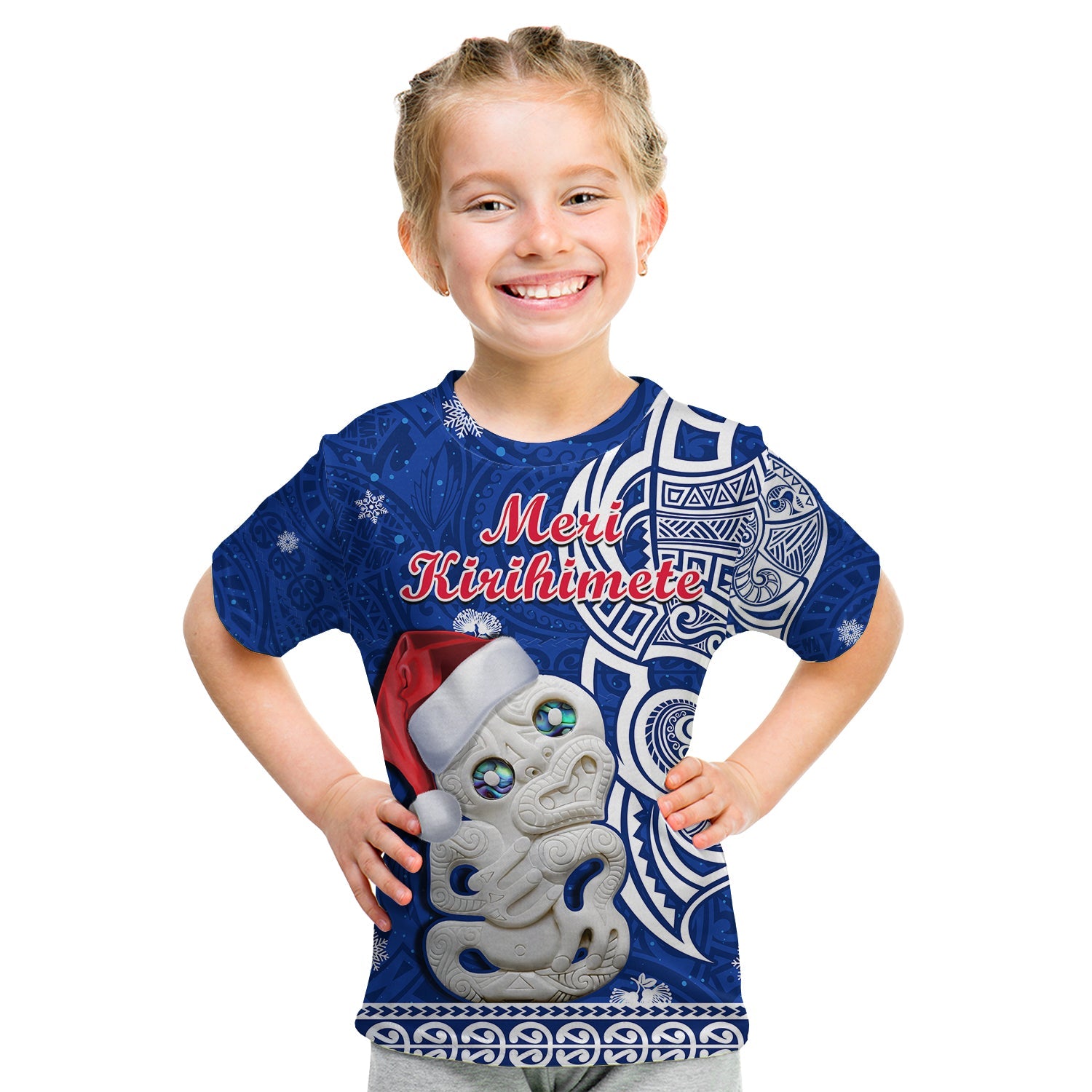new-zealand-christmas-t-shirt-hei-tiki-blue-pohutukawa-meri-kirihimete