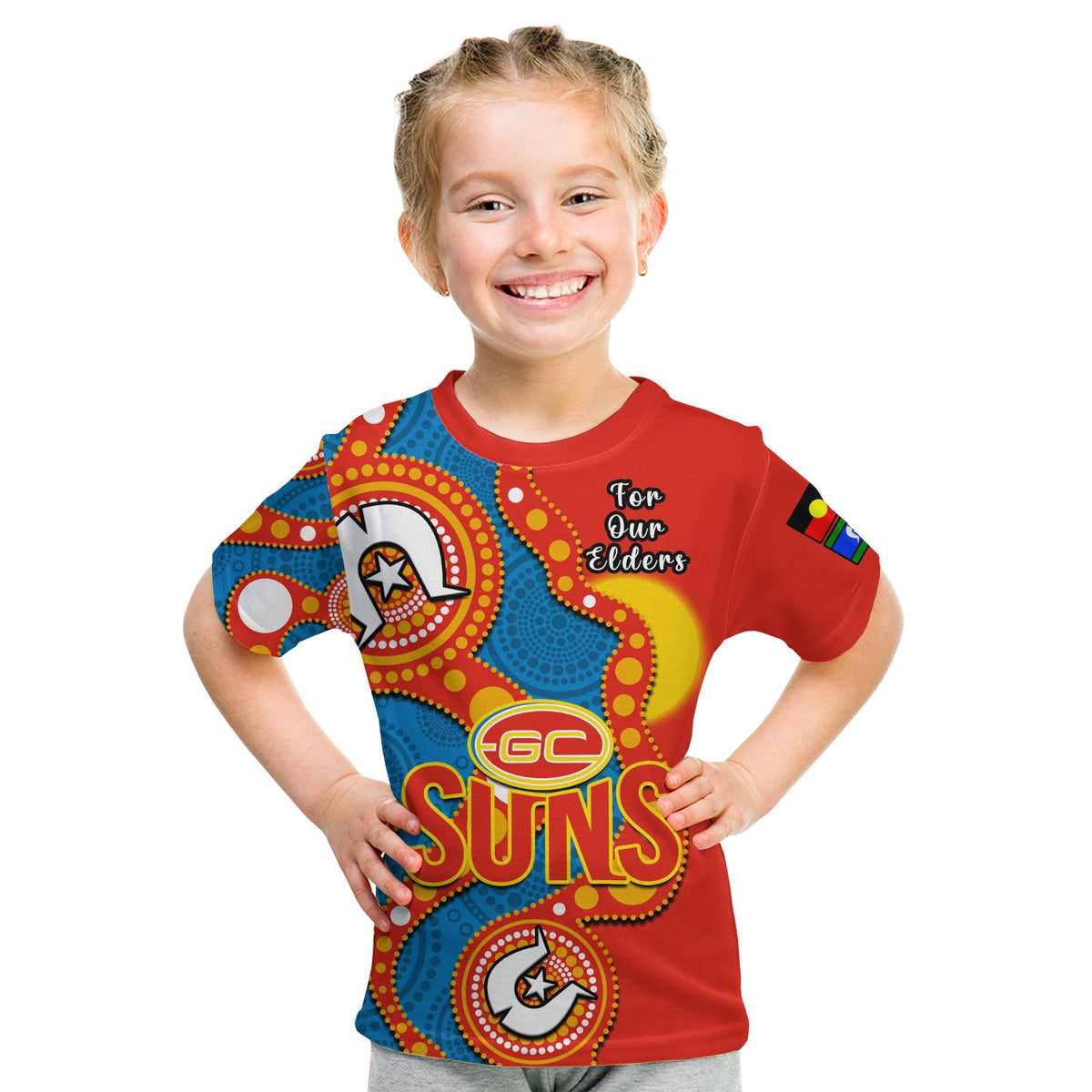 custom-text-and-number-gold-coast-football-naidoc-2023-t-shirt-kid-suns-indigenous-for-our-elders