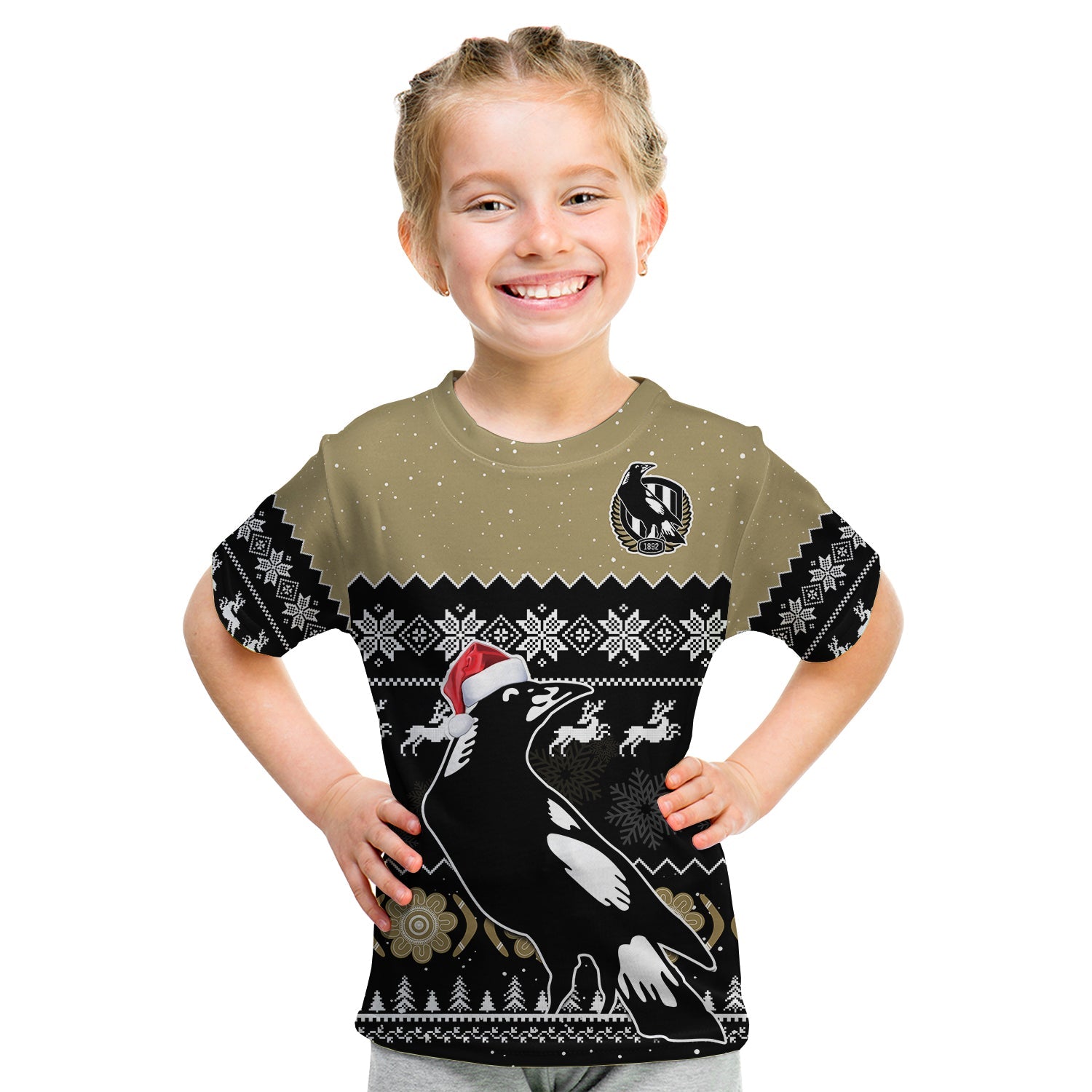 custom-personalised-collingwood-football-t-shirt-magpies-indigenous-merry-christmas