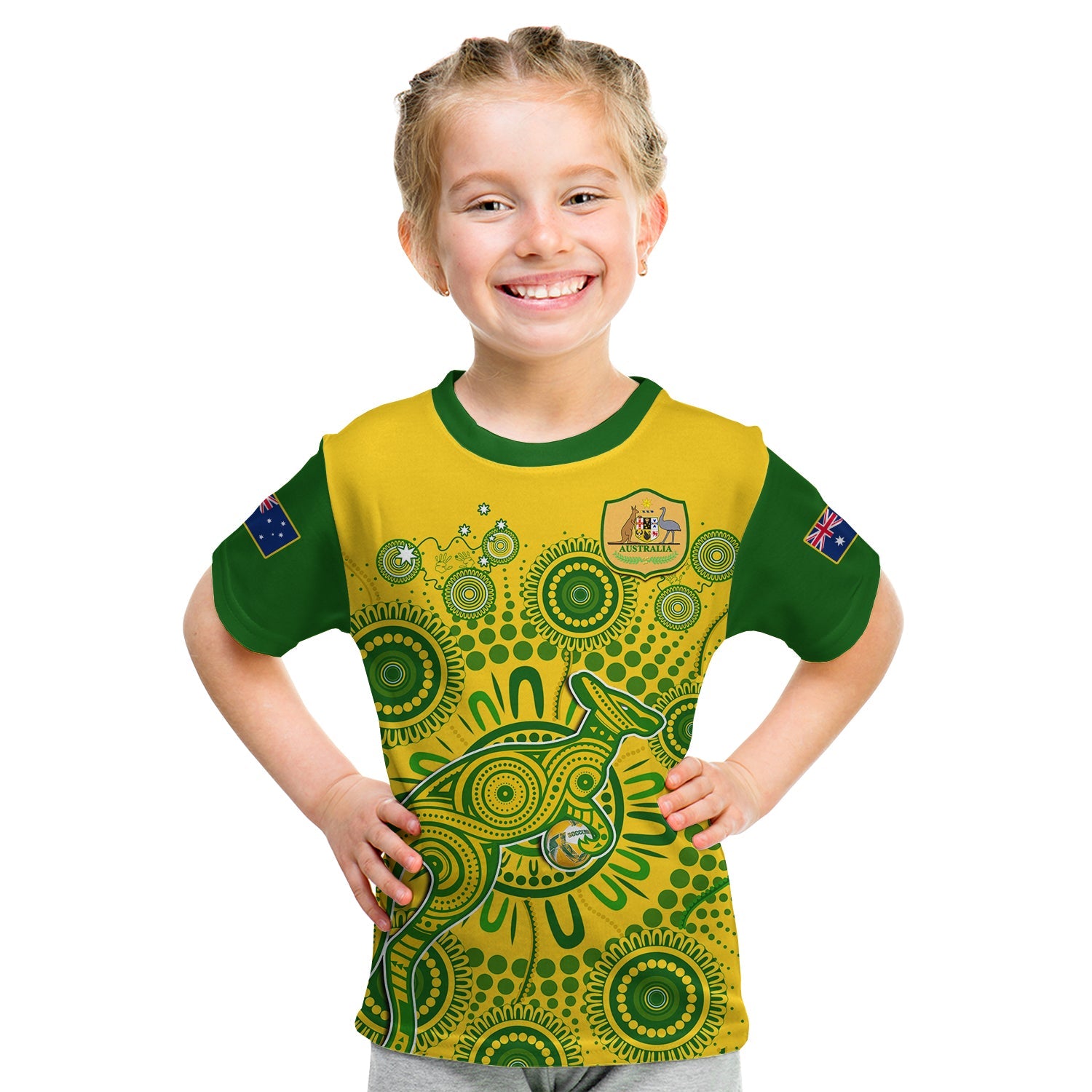 custom-text-and-number-australia-soccer-t-shirt-kid-socceroos-kangaroo-aussie-indigenous-national-color