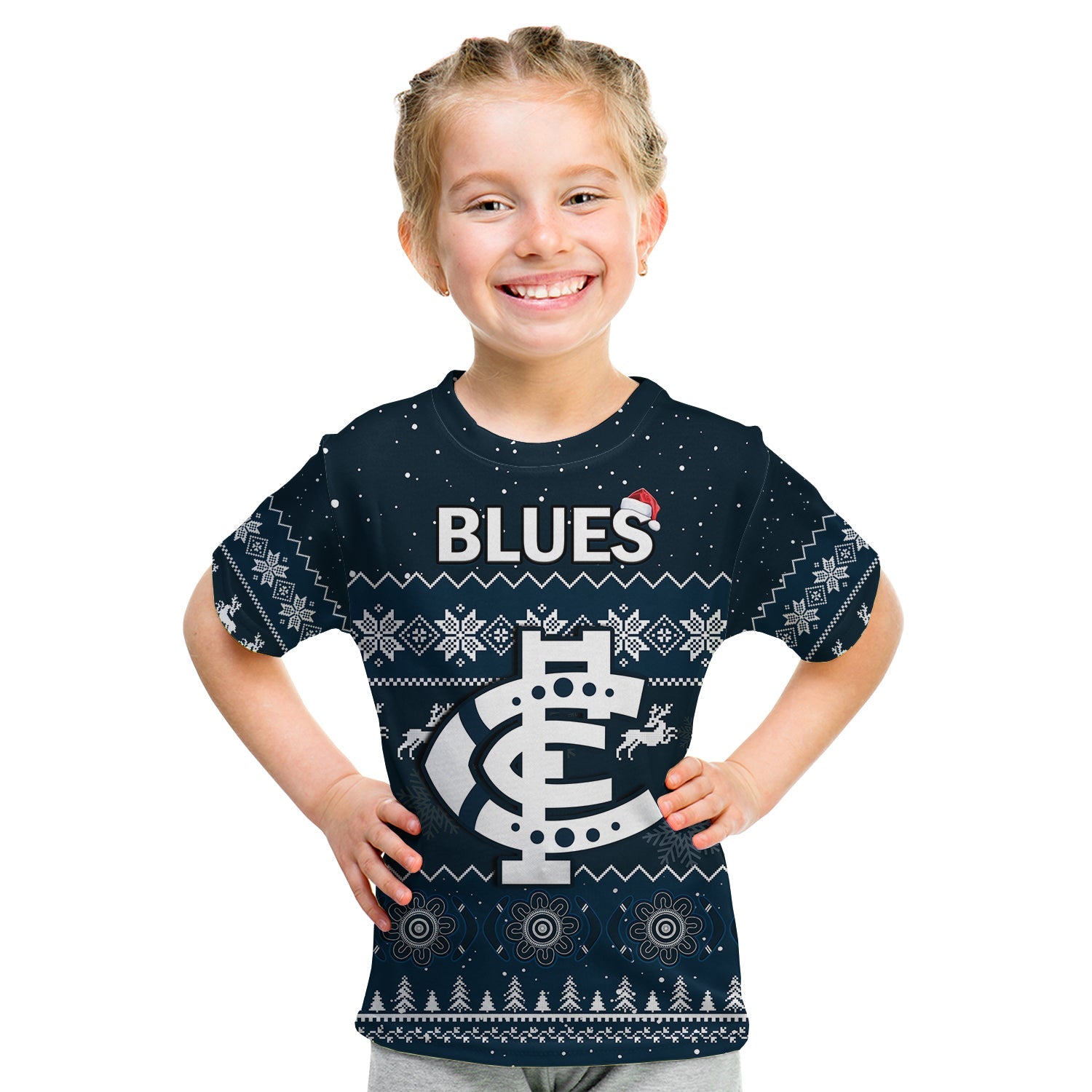 custom-personalised-carlton-football-t-shirt-blues-indigenous-merry-christmas