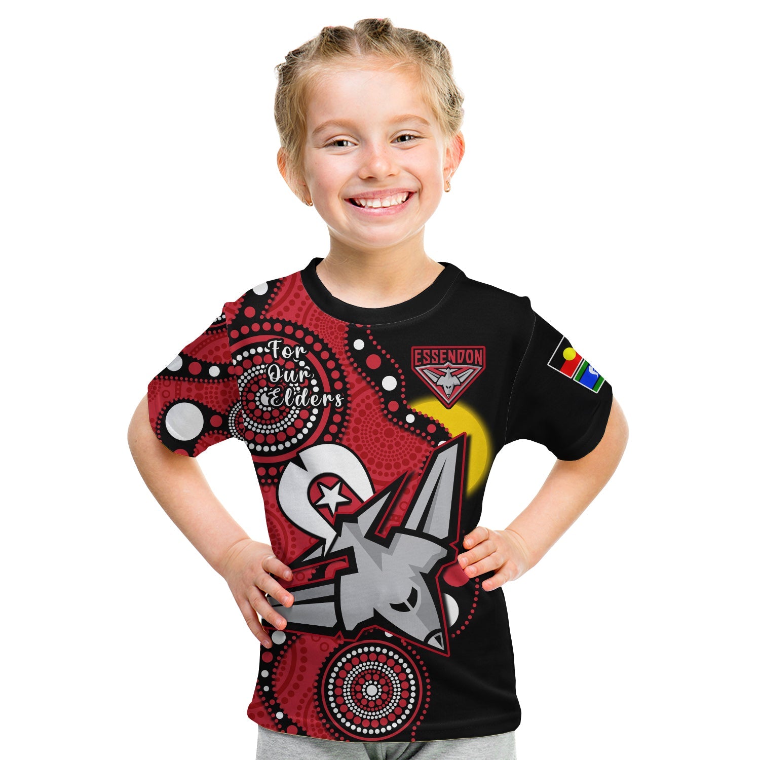 essendon-football-naidoc-2023-t-shirt-bombers-for-our-elders-indigenous-art