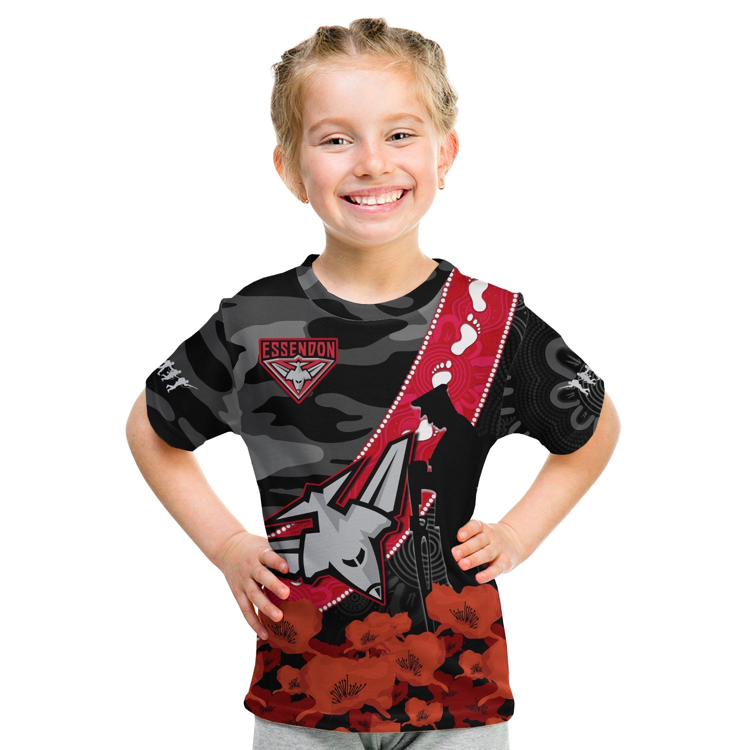 custom-text-and-number-essendon-football-anzac-2023-t-shirt-kid-bombers-aboriginal-mix-poppy-camouflage