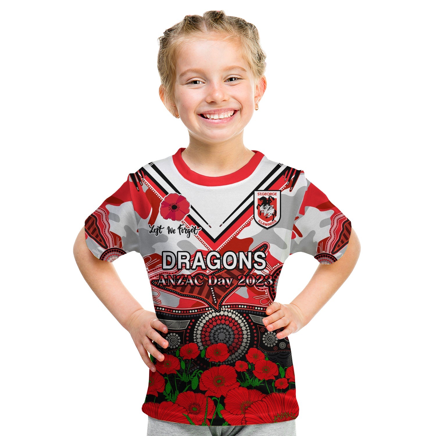 custom-text-and-number-dragons-rugby-anzac-2023-t-shirt-aboriginal-mix-poppy-lest-we-forget