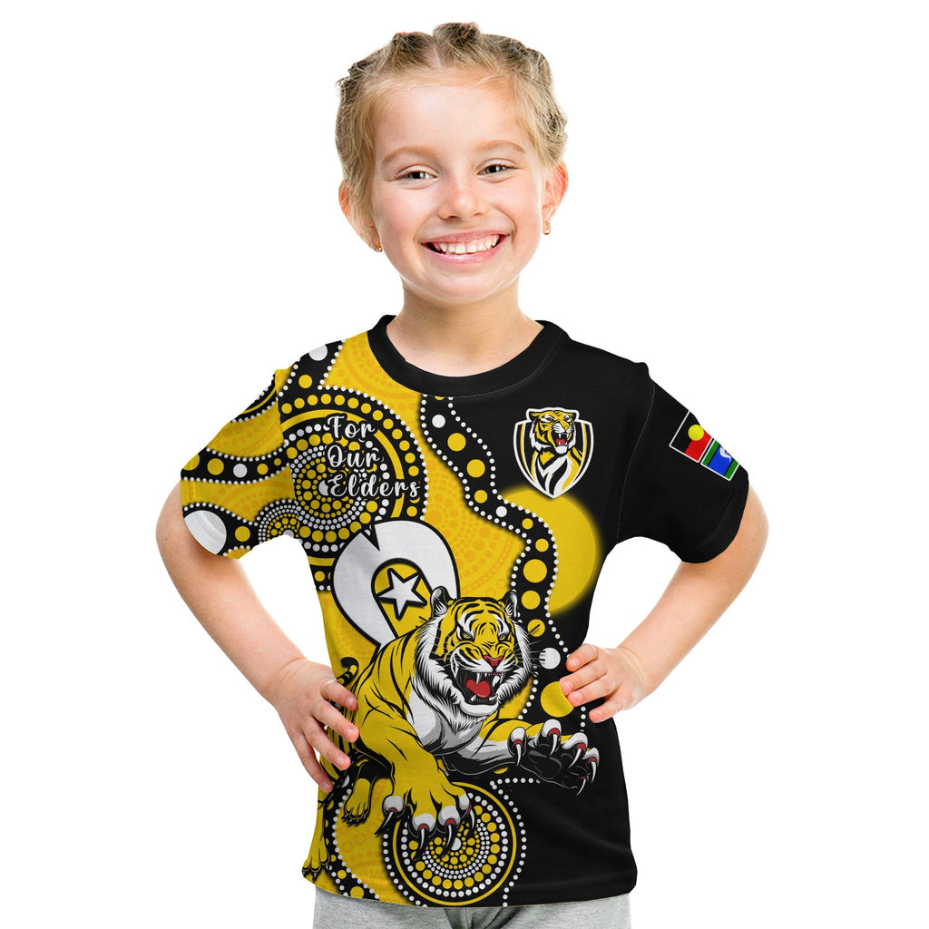 richmond-football-naidoc-2023-t-shirt-kid-tigers-for-our-elders-indigenous-art