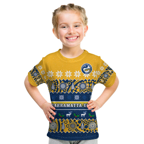 parramatta-eels-christmas-t-shirt-kid-parra-aboriginal-art-merry-xmas