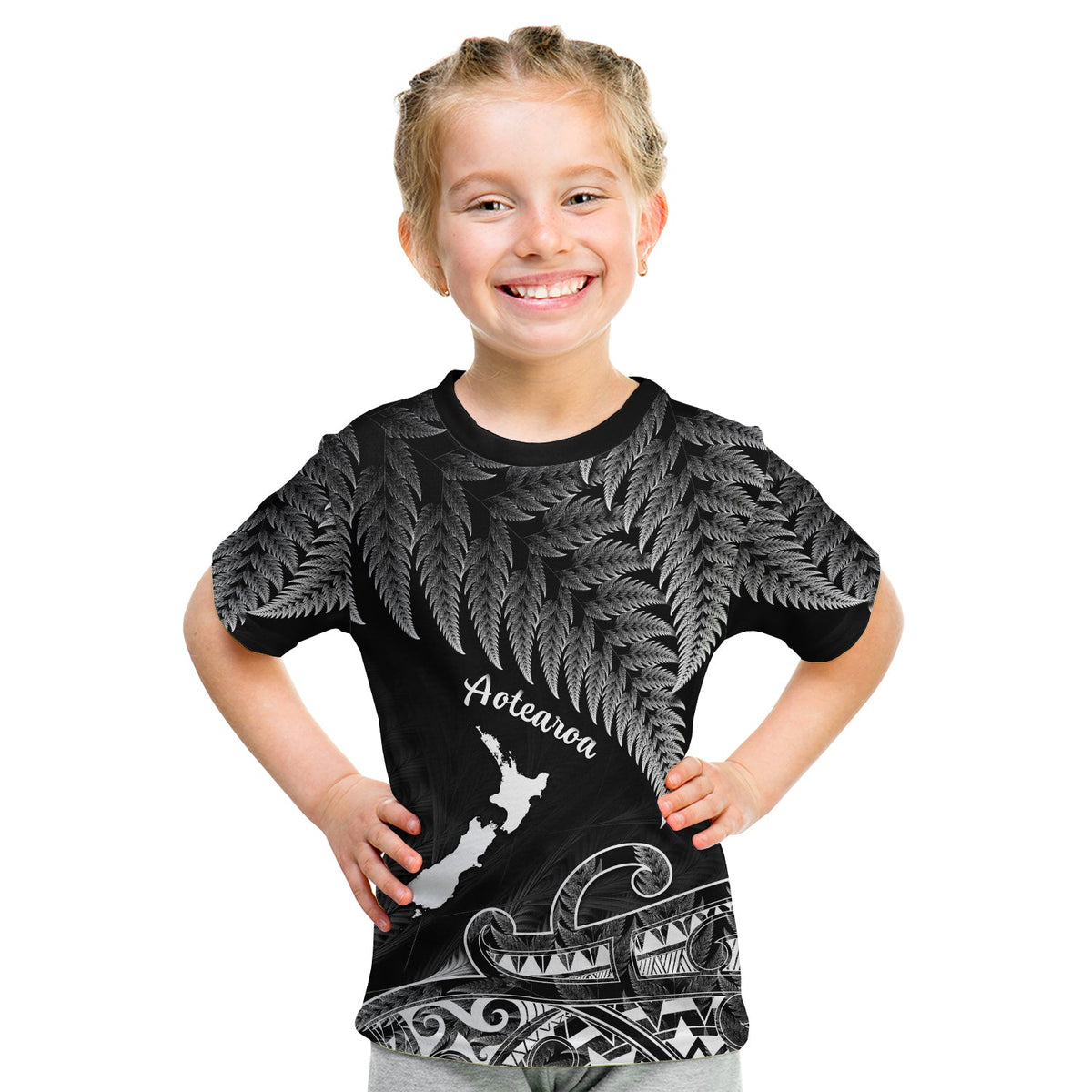 custom-personalised-new-zealand-silver-fern-t-shirt-kid-aotearoa-map-maori