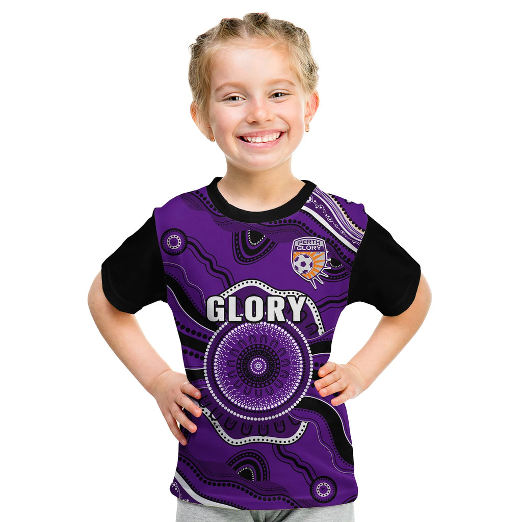 custom-text-and-number-perth-glory-football-t-shirt-kid-dot-painting-style