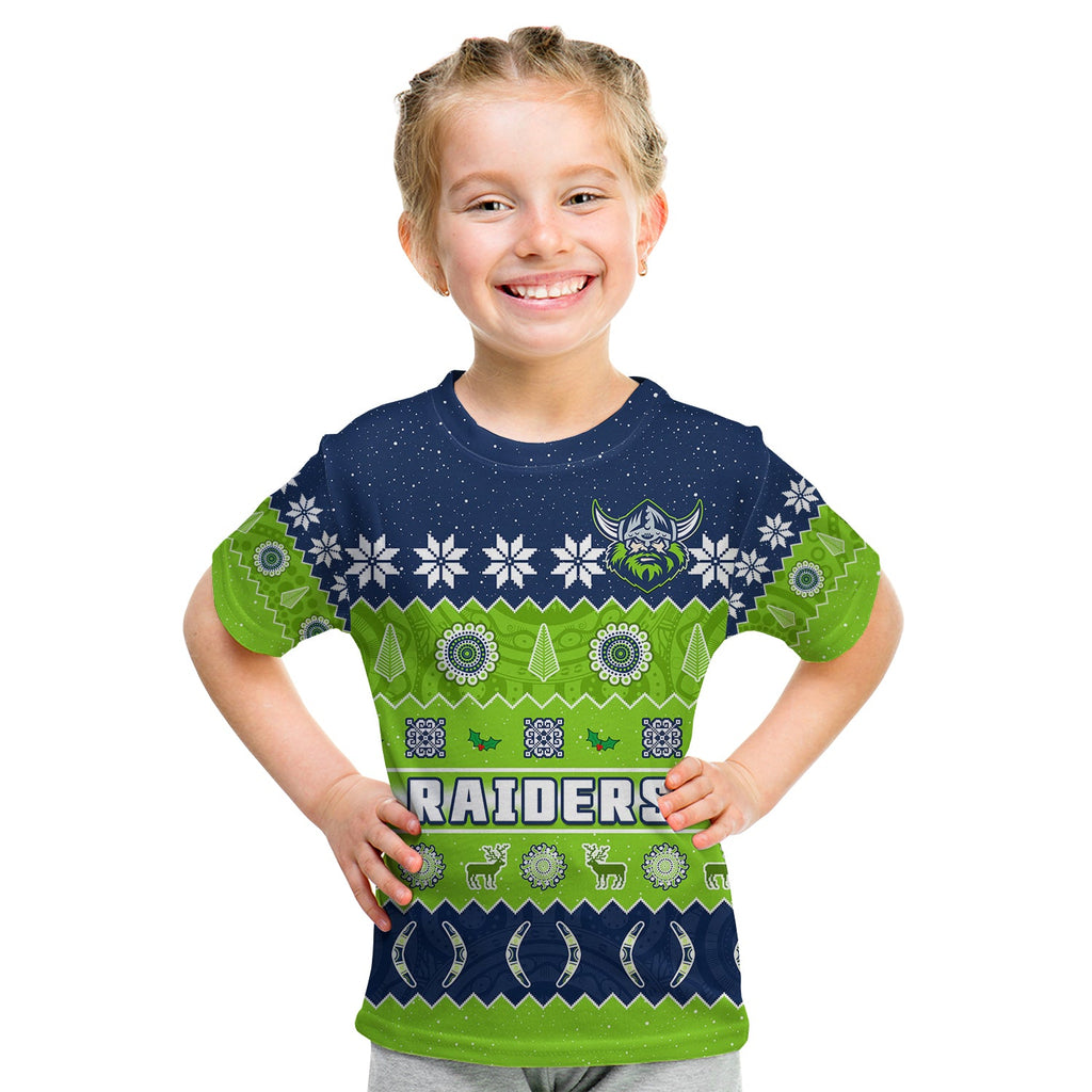 custom-personalised-raiders-christmas-t-shirt-kid-the-green-machine-aboriginal-art-merry-xmas
