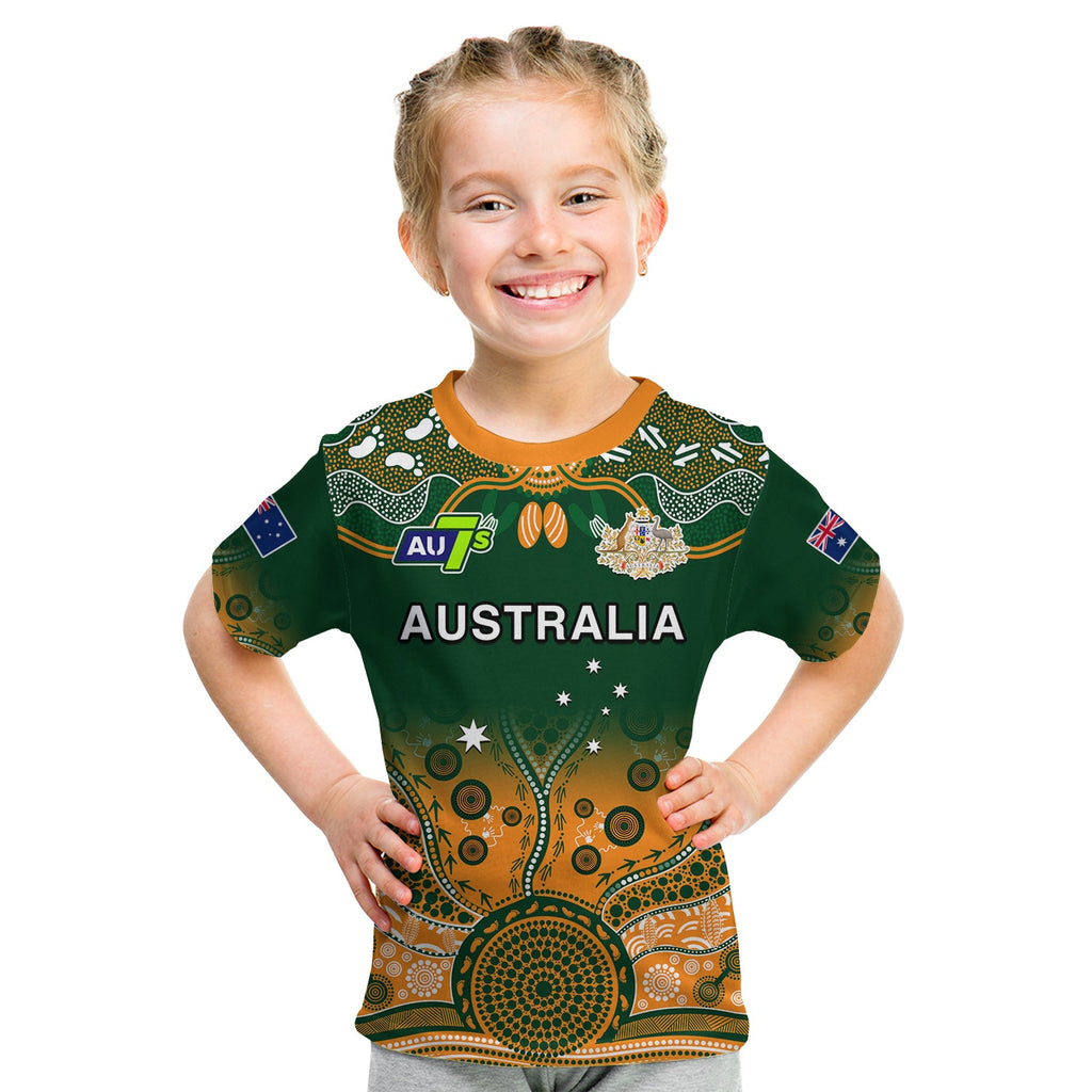 custom-text-and-number-australia-rugby-t-shirt-kid-aussie-sevens-green-indigenous