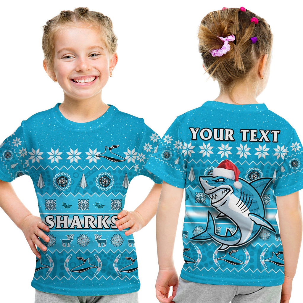 custom-personalised-sharks-christmas-t-shirt-cronulla-sutherland-aboriginal-art-merry-xmas