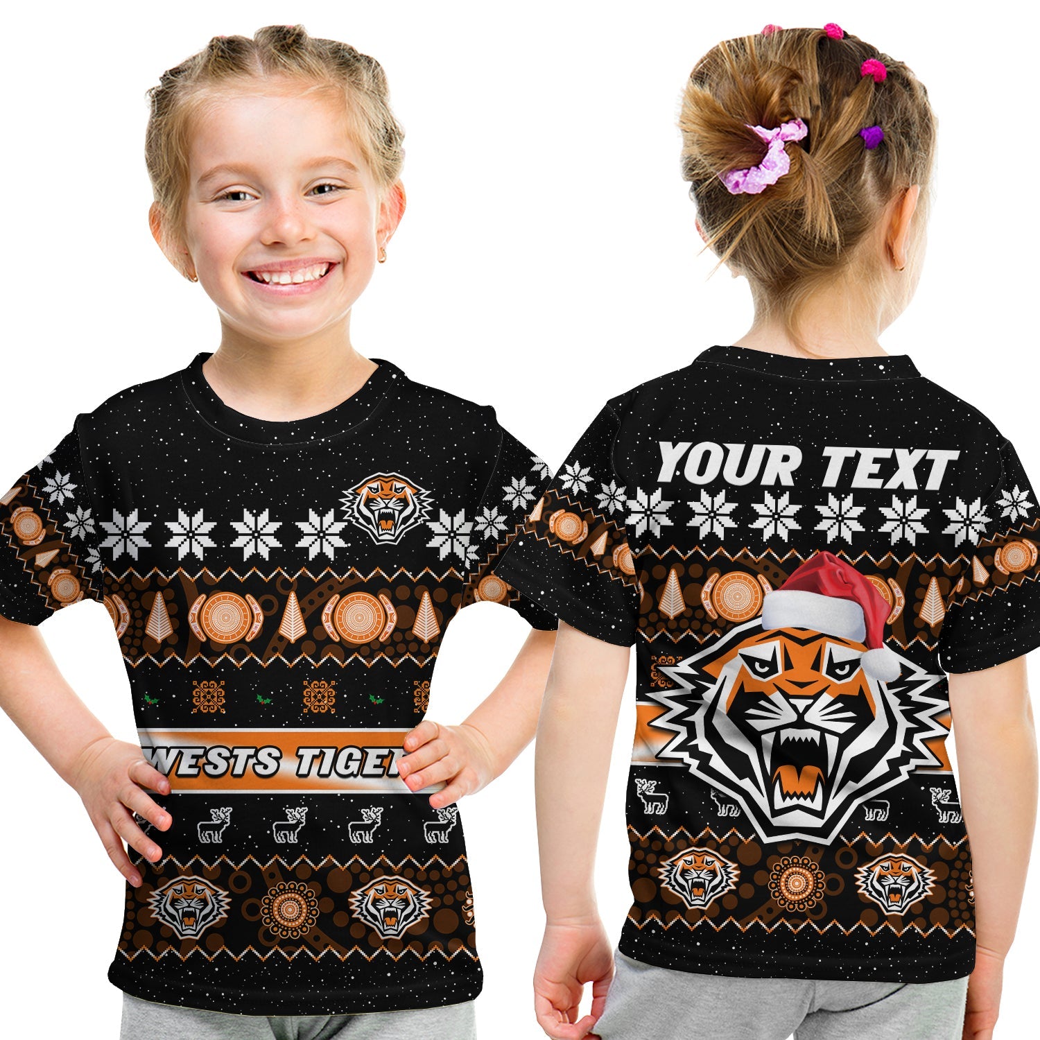 custom-personalised-wests-tigers-christmas-t-shirt-aboriginal-art-merry-xmas