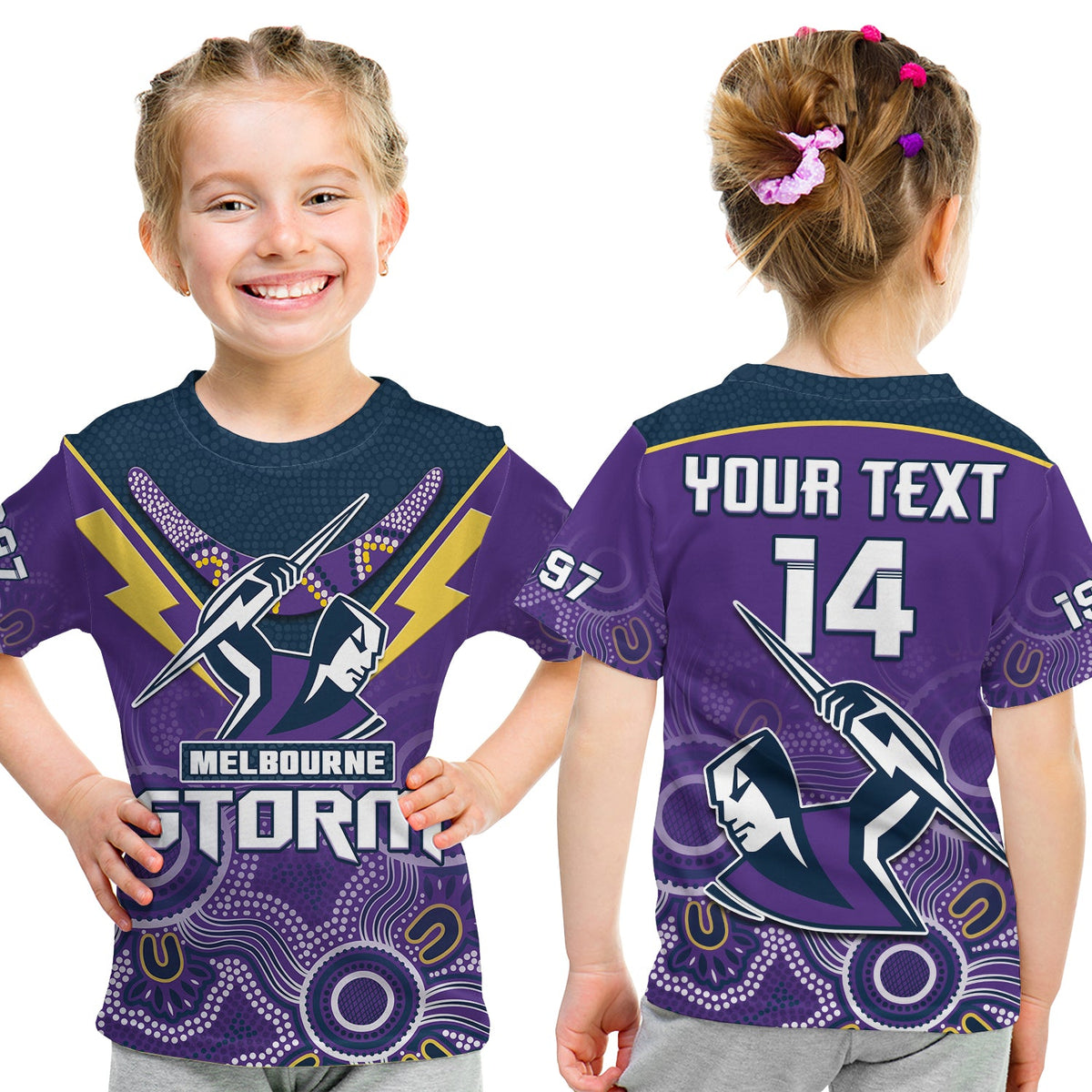 custom-text-and-number-melbourne-storm-rugby-t-shirt-kid-indigenous-boomerang-gradient-style