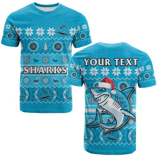 custom-personalised-sharks-christmas-t-shirt-cronulla-sutherland-aboriginal-art-merry-xmas