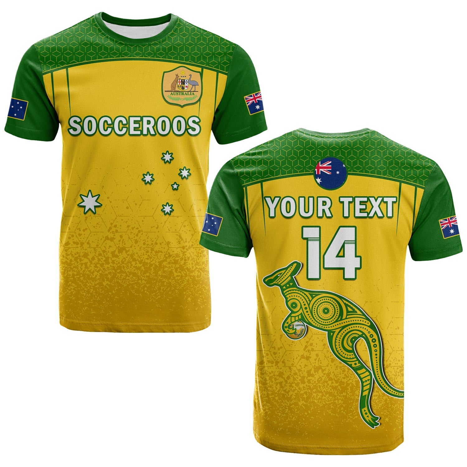 custom-text-and-number-australia-soccer-t-shirt-socceroos-dots-kangaroo-simple-style
