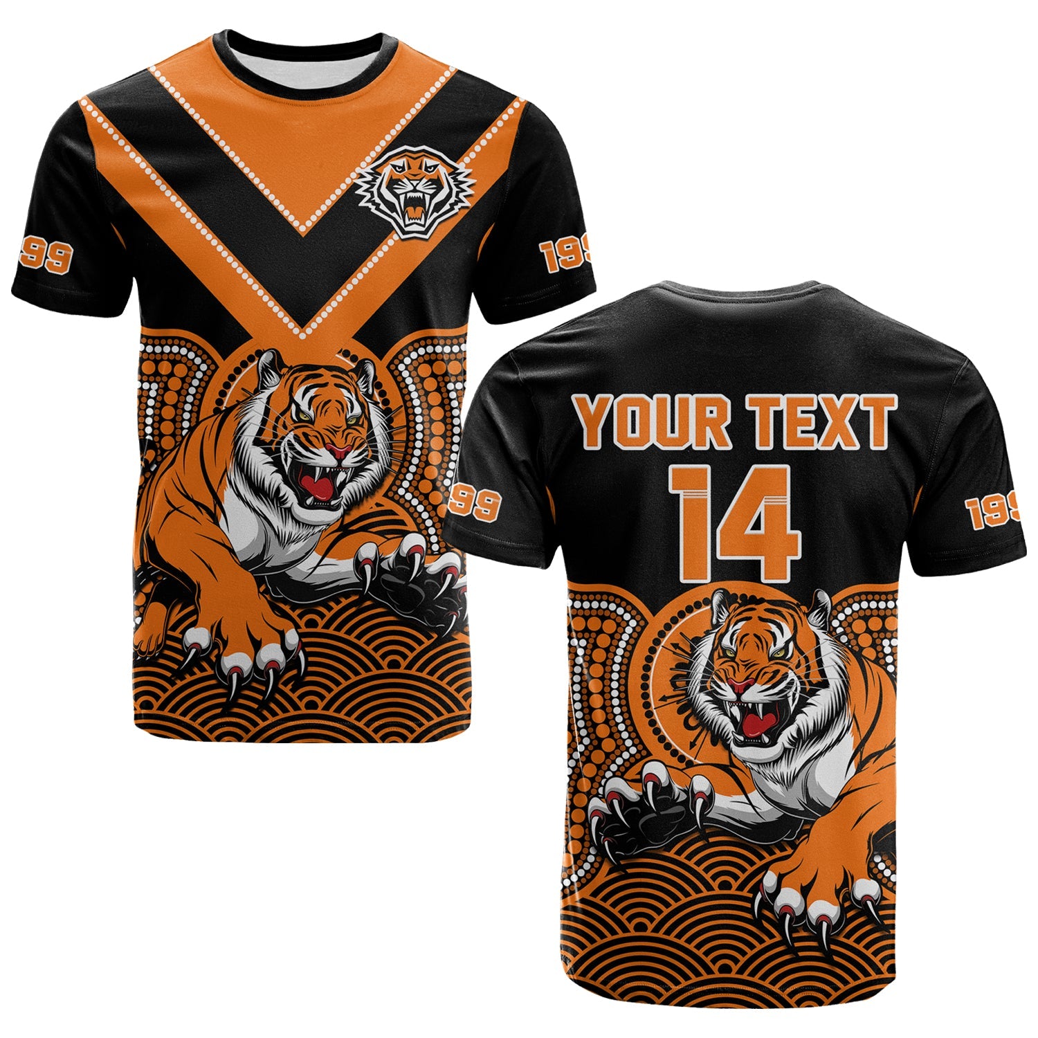custom-text-and-number-wests-tigers-rugby-t-shirt-indigenous-black-artsy