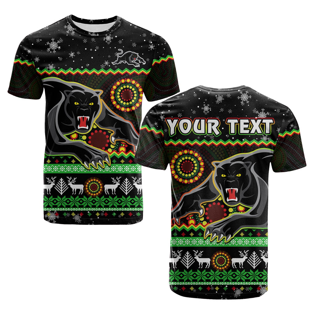 custom-personalised-panthers-christmas-t-shirt-aboriginal-pattern-penrith-black-version