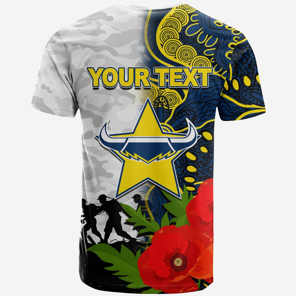 custom-personalisedcowboys-anzac-day-aboriginal-mix-army-patterns-t-shirt