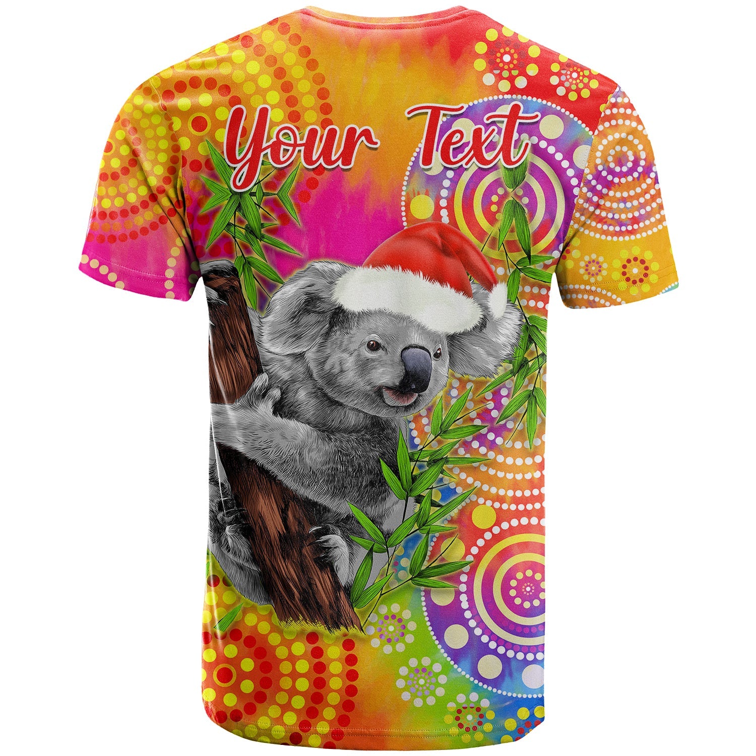 custom-personalised-australia-koala-aboriginal-t-shirt-rainbow-tie-dye-merry-christmas
