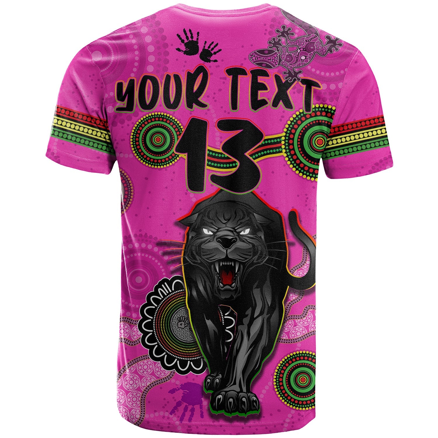custom-text-and-number-panthers-t-shirt-aboriginal-with-lizard