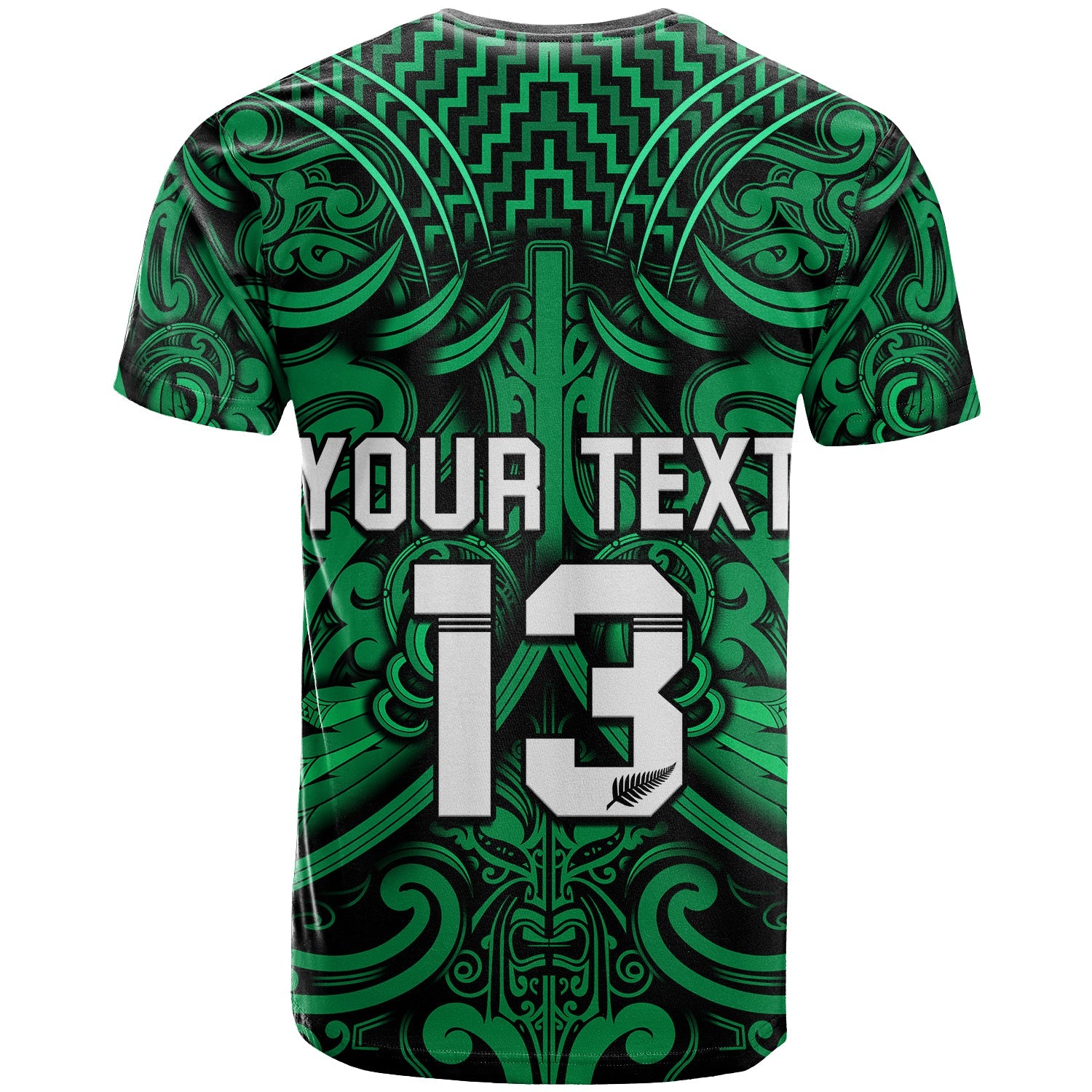 custom-text-and-number-new-zealand-silver-fern-rugby-t-shirt-all-black-green-nz-maori-pattern