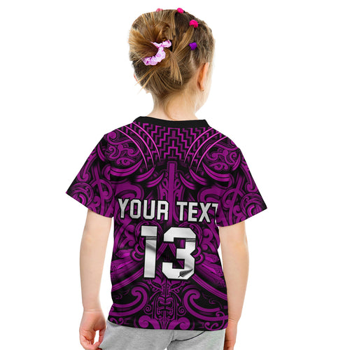 custom-text-and-number-new-zealand-silver-fern-rugby-t-shirt-kid-all-black-purple-nz-maori-pattern
